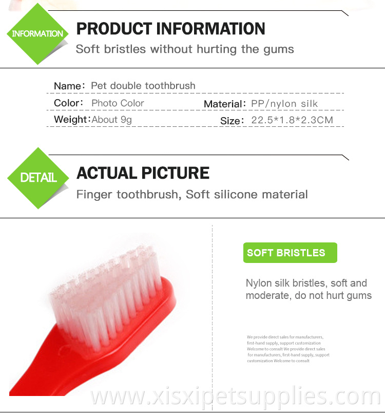 Factory Wholesale LOW MOQ Cheap Big Small Double Heads Pet Cat Dog Toothbrush For Dog